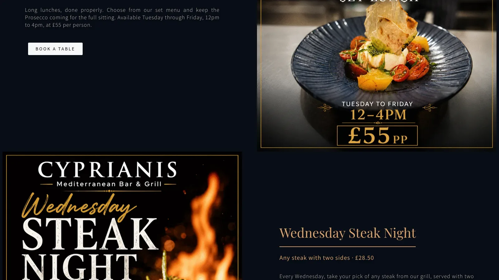 Cyprianis Restaurant Website Revamp screenshot 4