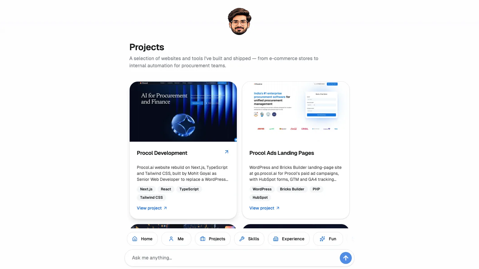 mohitgoyal.in AI Portfolio screenshot 3