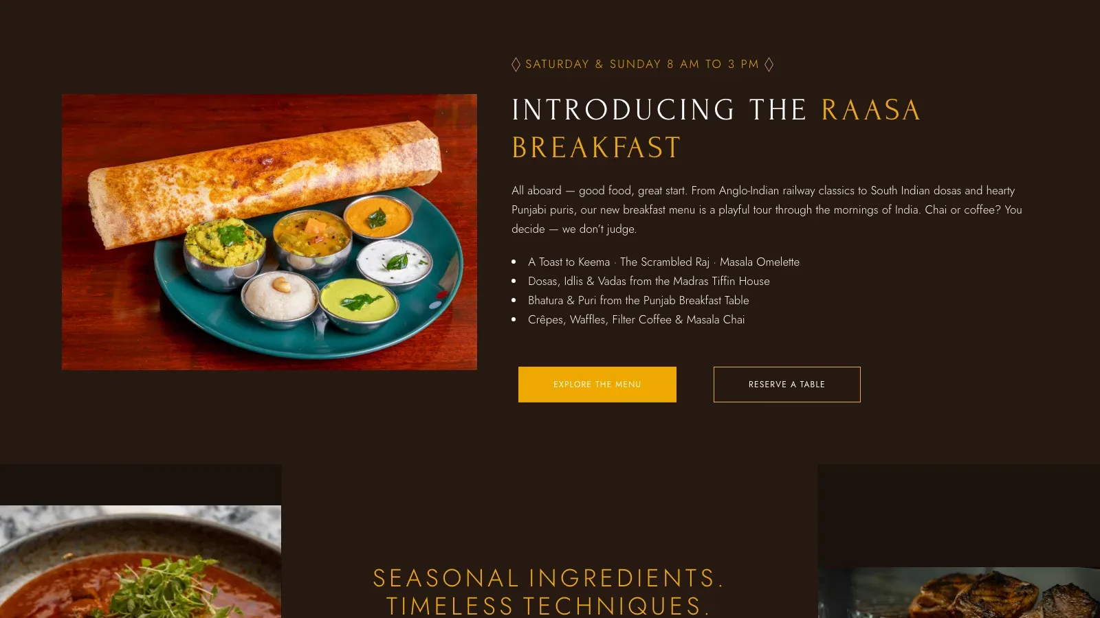 Raasa Restaurant Landing Page screenshot 2