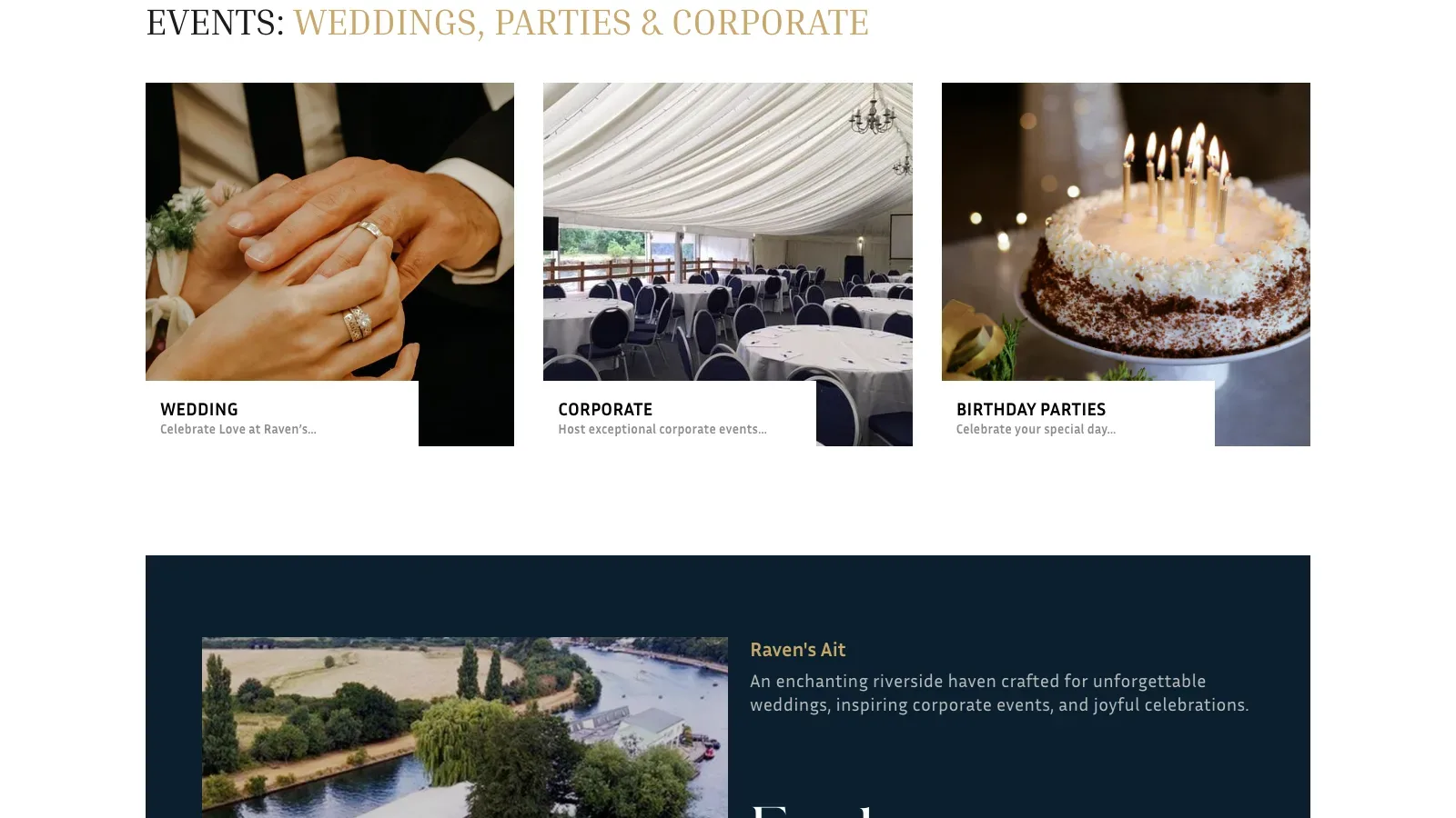 Ravens Ait Venue Website screenshot 4